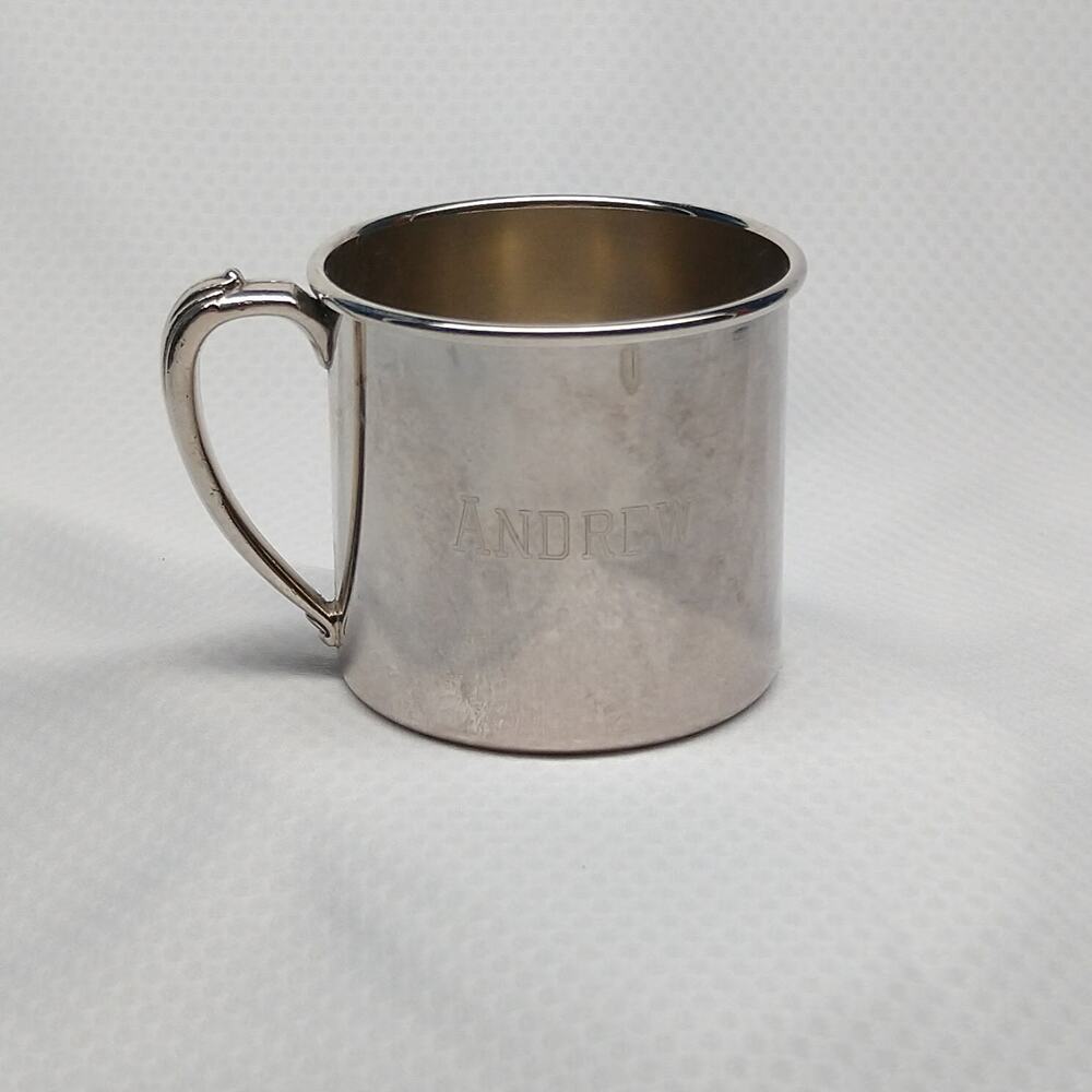 Vintage Oneida Community Silverplate Baby Cup Engraved Andrew Child Mug